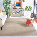 SAFAVIEH Area Rug 6' Square - Natural Fiber Collection - Natural & Beige, Seagrass, Basketweave Pattern with Border (NF114A)