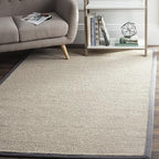 SAFAVIEH Area Rug 3x5 - Natural Fiber Collection - Marble & Dark Grey, Sisal, Woven Design with Border (NF143D)
