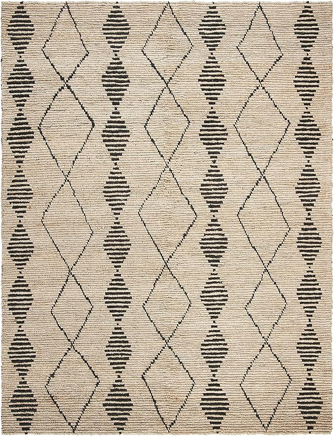 SAFAVIEH Bohemian Collection 8' x 10' Beige / Black BOH703Z Handmade Moroccan Tribal Jute Area Rug