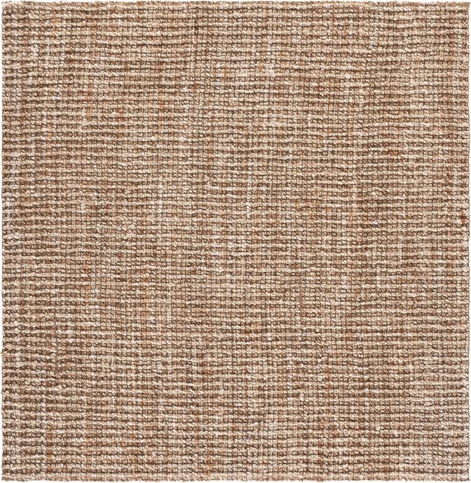 SAFAVIEH Area Rug 6' Square - Natural Fiber Collection - Natural & Ivory, Handmade Jute, Farmhouse Style, Chunky Textured Thick Pile (NF447N)
