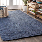 JONATHAN Y Pata Hand Woven Chunky Jute Navy Indoor Area Rug, 6x9, Bohemian, Rustic, Cottage, Easy-Cleaning for Living Room, Bedroom, Kitchen, Non-Shedding (NRF102D-6)