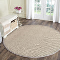 SAFAVIEH Area Rug 5' Round - Natural Fiber Collection - Natural & Grey, Seagrass, Basketweave Pattern with Border (NF114P)