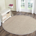 SAFAVIEH Area Rug 6' Round - Natural Fiber Collection - Natural & Grey, Seagrass, Basketweave Pattern with Border (NF114P)