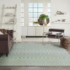 Nourison Home Positano Blue Green 9' x 12' Area Rug - Easy Clean, Non Shedding, Bed Room, Living Room, Dining Room, Kitchen (9' x 12')