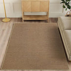 Faux Jute Non-Slip Area Rug, 9x12 Washable Pet-Friendly Floor Mat for Living Room, Bedroom, Entryway, Machine Woven Durable Scratch Resistant Carpet, Brown