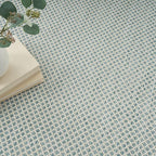 Nourison Home Courtyard Ivory Aqua 9' x 12' Area Rug - Easy Clean, Non Shedding, Bed Room, Living Room, Dining Room, Kitchen (9' x 12')