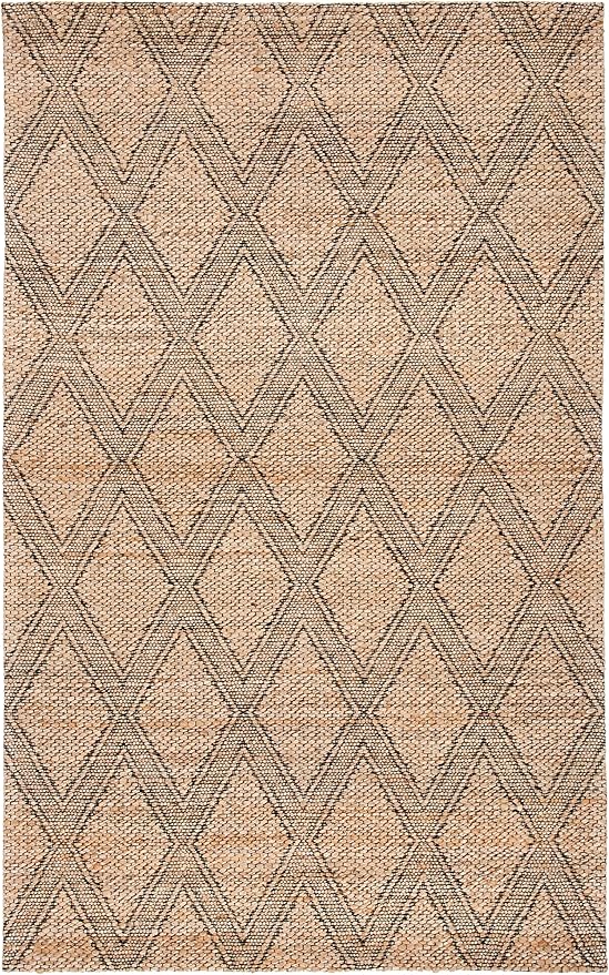 SAFAVIEH Natural Fiber Collection Accent Rug - 3' x 5', Natural & Black, Natural Jute Design, Ideal for High Traffic Areas in Entryway, Living Room, Bedroom (NFB552A)