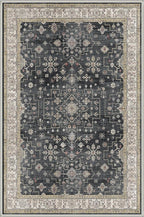 GENIMO Area Rug 2x3 Doormat, Machine Washable Low Pile Rugs, Small Retro Chenille Entryway Mat for Entrance, Hallway, Kitchen and Corridor, Sandy Charcoal