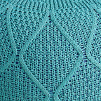 ARTPLAN Outdoor Round Pouf Ottoman Hand Knitted 100% Olifen Pouf Foot Stool, Foot Rest for Couch, Home Decor Pouffe Stuffed Pouf Floor Chair for Living Room, Bedroom,Lounge and Restroom,Sky Blue
