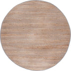 SAFAVIEH Natural Fiber Collection 7' Round Grey/Natural NFB654F Handmade Boho Farmhouse Rustic Jute & Cotton Jute Area Rug