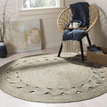 SAFAVIEH Area Rug 3' Round - Natural Fiber Collection - Grey, Handmade Jute, Boho Farmhouse Braided Design (NF364C)
