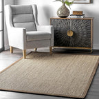 Nuloom Elijah Brown/Natural, 4' x 6', Basketweave, Seagrass, Soft and Textured, High Traffic, Stain Resistant, Easy Clean, Durable Area Rug for Bedroom, Living Room, Dining, Den, Foyer, Entryway