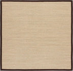 SAFAVIEH Area Rug 6' Square - Natural Fiber Collection - Maize & Brown, Sisal, Woven Design with Border (NF141C)