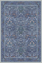 Washable 2x3 Rug, Small Entryway Rug Indoor, Non-Slip Vintage Floral Throw Rug for Front Door, Kitchen, Bathroom, Low Pile Boho Floor Mat, Blue
