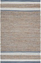 SAFAVIEH Natural Fiber Collection Accent Rug - 4' x 6', Natural & Blue, Handmade Farmhouse Boho Coastal Rustic Jute, Ideal for High Traffic Areas in Entryway, Living Room, Bedroom (NF874M)