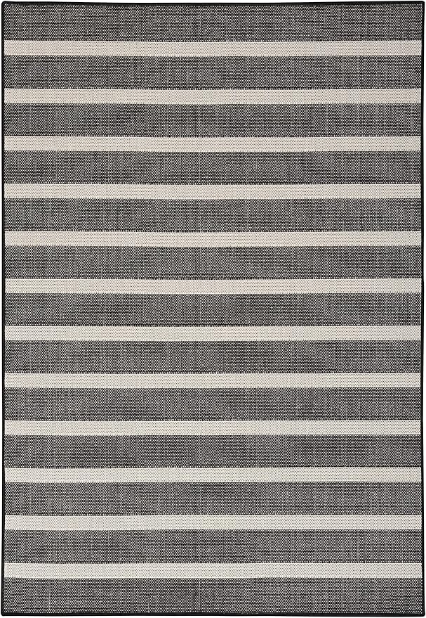 Nourison Home Positano Black Ivory 5' x 7' Area Rug - Easy Clean, Non Shedding, Bed Room, Living Room, Dining Room, Kitchen (5' x 7')
