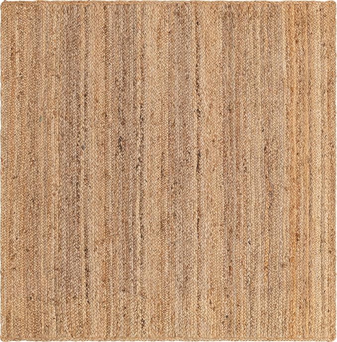 Unique Loom Braided Jute Collection Area Rug - Dhaka (5' 1" Square, Natural)