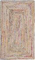 SAFAVIEH Area Rug 2x3 - Cape Cod Collection - Beige & Multi, Handmade Jute & Cotton, Woven Braided Design (CAP202B)