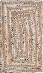 SAFAVIEH Area Rug 2x3 - Cape Cod Collection - Beige & Multi, Handmade Jute & Cotton, Woven Braided Design (CAP202B)