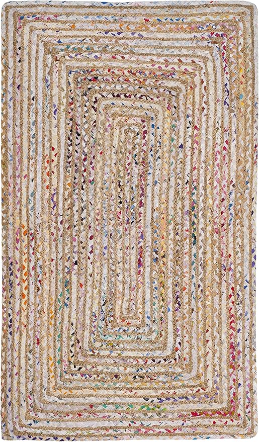 SAFAVIEH Area Rug 2x3 - Cape Cod Collection - Beige & Multi, Handmade Jute & Cotton, Woven Braided Design (CAP202B)