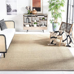 SAFAVIEH Area Rug 10x14 - Natural Fiber Collection - Large - Natural & Grey, Seagrass, Basketweave Pattern with Border (NF114P)