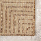 nuLOOM 2x8 Outdoor/Indoor Asha Area Rug, Light Brown, Casual Design With Striped Border, Stain Resistant, Highly Durable, For Patio, Balcony, Bedroom, Living Room, Dining Room, Bathroom