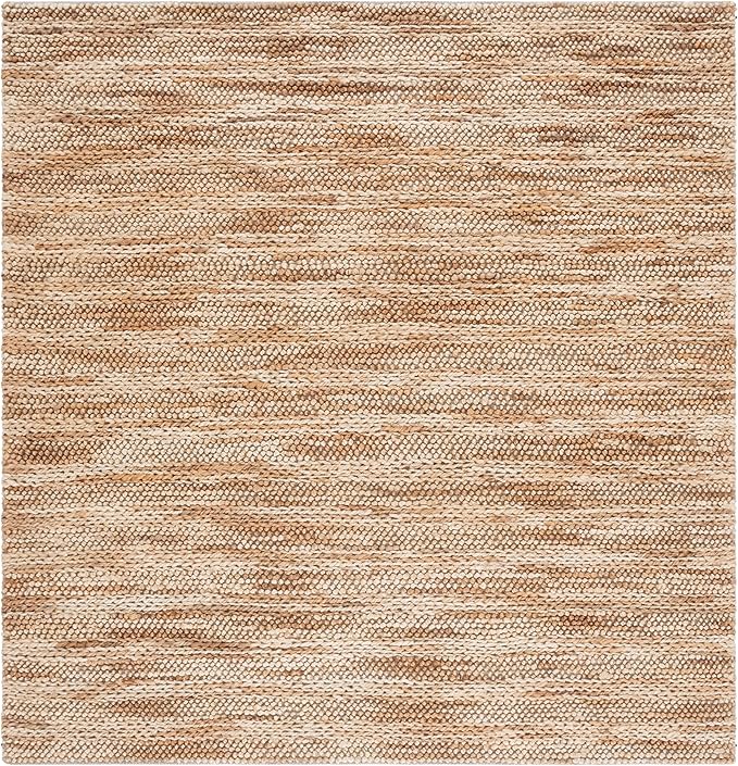 SAFAVIEH Natural Fiber Couture Collection Area Rug - 6' Square, Ivory & Natural, Handmade Jute, Ideal for Living Room, Bedroom, Dining Space (NFC101A)