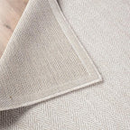 CAMILSON Indoor and Outdoor Runner Rug Off-White Herringbone Seagrass Boho Design Easy-Cleaning Non Shedding Fiber Living Room Bedroom Garden Patio and Kitchen Washable Outside Carpet Alfombras (2x7)