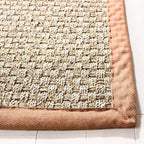 SAFAVIEH Area Rug 2x3 - Natural Fiber Collection - Natural & Brown, Seagrass, Basketweave Pattern with Border (NF114B)