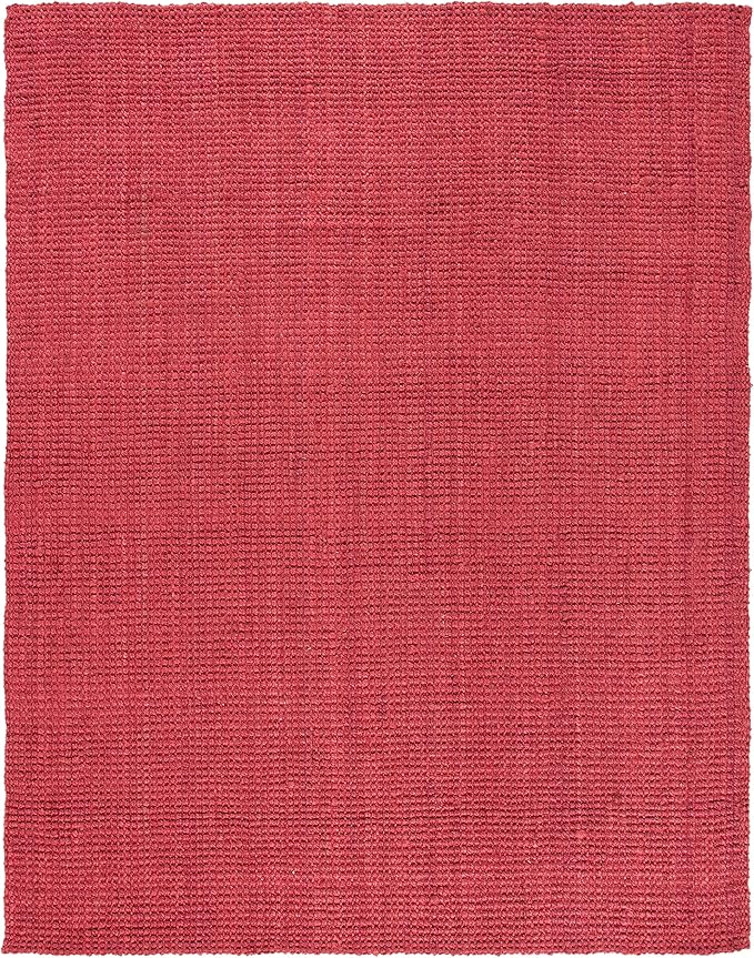 SAFAVIEH Natural Fiber Collection Area Rug - 9' x 12', Red, Handmade Farmhouse Jute, Ideal for High Traffic Areas in Living Room, Bedroom (NF730D)
