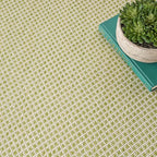 Nourison Home Courtyard Ivory Green 4' x Round Area Rug - Easy Clean, Non Shedding, Bed Room, Living Room, Dining Room, Kitchen (4' x Round)