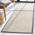 SAFAVIEH Natural Fiber Collection Runner Rug - 2'6" x 18', Marble & Dark Grey, Sisal, Woven Design with Border (NF143D)
