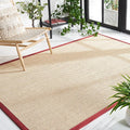 SAFAVIEH Area Rug 6x9 - Natural Fiber Collection - Maize & Burgundy, Sisal, Woven Design with Border (NF141D)