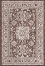 Rugs.com Outdoor Aztec Collection Rug – 5' x 8' Brown Flatweave Rug Perfect for Living Rooms, Large Dining Rooms, Open Floorplans