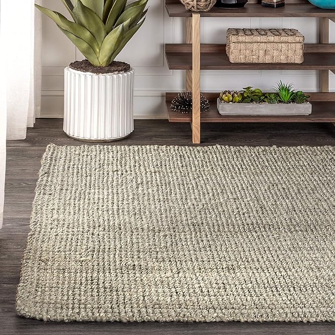JONATHAN Y Pata Hand Woven Chunky Jute Gray Indoor Area Rug, 5x8, Bohemian, Rustic, Cottage, Easy-Cleaning for Living Room, Bedroom, Kitchen, Non-Shedding (NRF102C-5)
