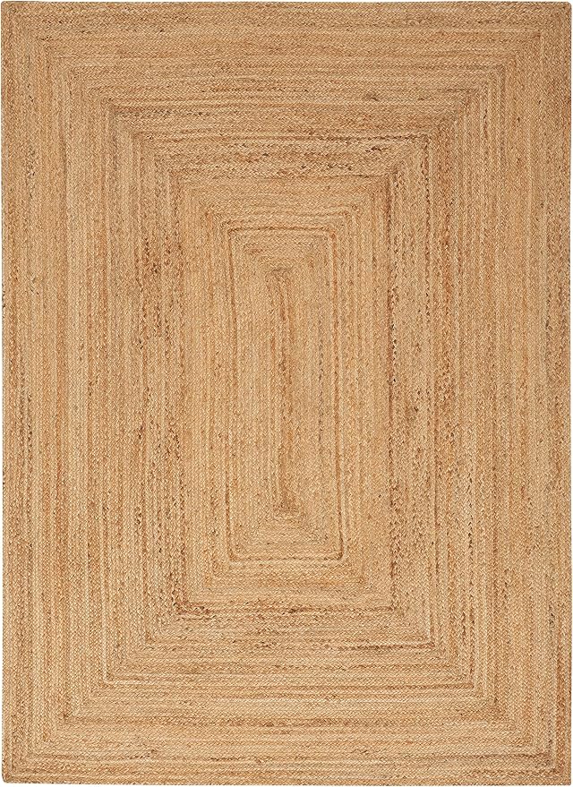 Nourison Home Natural Jute Natural 4' x 6' Area Rug - Easy Clean, Non Shedding, Bed Room, Living Room, Dining Room, Kitchen (4' x 6')