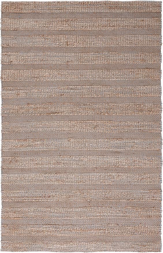 SAFAVIEH Natural Fiber Collection Accent Rug - 4' x 6', Light Blue & Natural, Handmade Boho Rustic Jute & Cotton Jute, Ideal for High Traffic Areas in Entryway, Living Room, Bedroom (NFB654M)