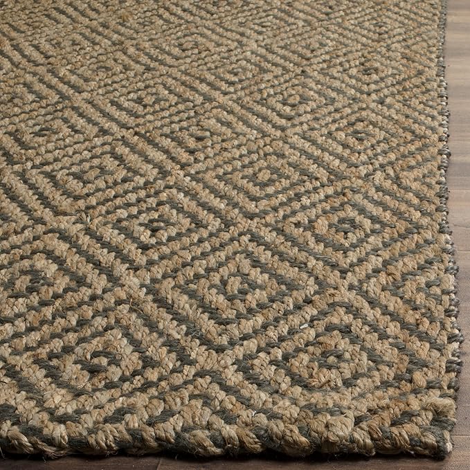 SAFAVIEH Natural Fiber Collection Runner Rug - 2'3" x 20', Natural & Grey, Handmade Jute, Ideal for High Traffic Areas in Living Room, Bedroom (NF181D)