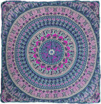Popular Handicrafts Floor Pillow Cushion Cover - Hippie Mandala Square Ottoman Indian Elephant Camel Daybed Oversized Cotton Cushion Cover with Heavy Duty Zipper - Dog-Pets Bed, 35" Blue Pink