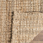 SAFAVIEH Area Rug 6' Square - Natural Fiber Collection - Natural Brown, Handmade Jute, Farmhouse Style, Chunky Textured Thick Pile (NF447A)