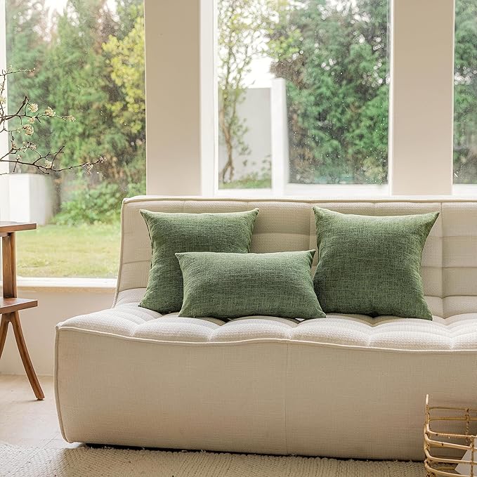 Home Brilliant Linen Euro Sham Dark Green Spring Pillow Cover Throw Pillowcase 26x26 Euro Pillow for Bed Couch Sofa Decor, 26 x 26, Green