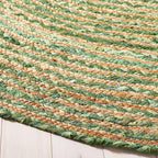 SAFAVIEH Area Rug 6' Round - Cape Cod Collection - Green & Natural Brown, Handmade Jute & Cotton, Woven Braided Design (CAP202Y)