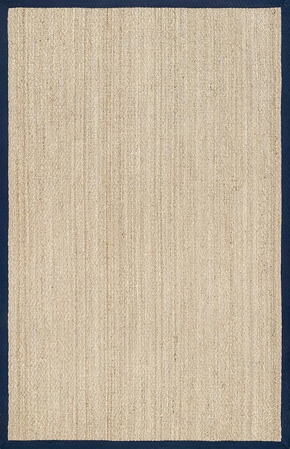 Nuloom Elijah Navy/Natural, 3' x 5', Basketweave, Seagrass, Soft and Textured, High Traffic, Stain Resistant, Easy Clean, Durable Area Rug for Bedroom, Living Room, Dining, Den, Foyer, Entryway