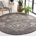 SAFAVIEH Kilim Collection Area Rug - 9' Round, Black & Ivory, Handmade Flatweave Boho Tribal Jute, Ideal for Living Room, Bedroom, Dining Room (KLM762Z-9R)