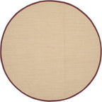 SAFAVIEH Area Rug 6' Round - Natural Fiber Collection - Maize & Burgundy, Sisal, Woven Design with Border (NF141D)