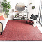 SAFAVIEH Natural Fiber Collection Area Rug - 9' x 12', Red, Handmade Farmhouse Jute, Ideal for High Traffic Areas in Living Room, Bedroom (NF730D)