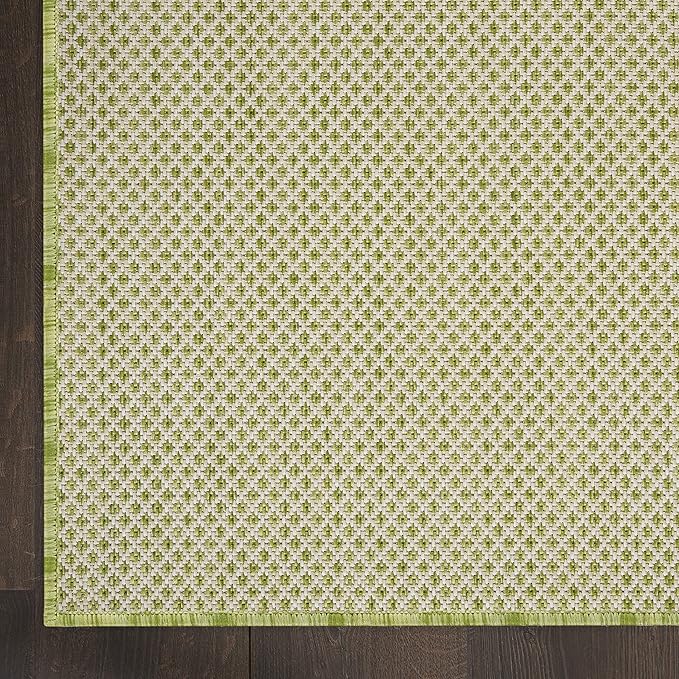 Nourison Home Courtyard Ivory Green 4' x Square Area Rug - Easy Clean, Non Shedding, Bed Room, Living Room, Dining Room, Kitchen (4' x Square)