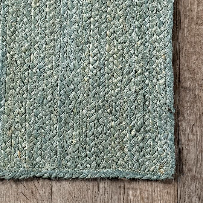 Nuloom Rigo Handmade, Green, 3' x 5', Hand Woven, Farmhouse, Jute, Soft and Textured, High Traffic, Stain Resistant, Easy Clean, Durable Area Rug for Bedroom, Living Room, Dining, Den, Foyer
