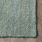 nuLOOM 8x10 Rigo Jute Hand Woven Area Rug, Green, Solid Farmhouse Design, Natural Fiber, For Bedroom, Living Room, Dining Room, Hallway, Office, Kitchen, Entryway