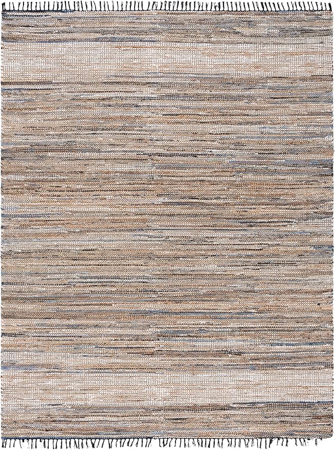 SAFAVIEH Area Rug 8x10 - Cape Cod Collection - Large - Blue & Beige, Handmade Denim & Jute, Ideal for Living Room, Bedroom, Office, Dining Space (CAP153M)